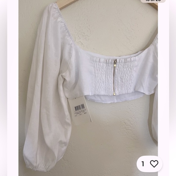 DISSH White Puff Sleeve Linen Crop Top - Picture 9 of 14
